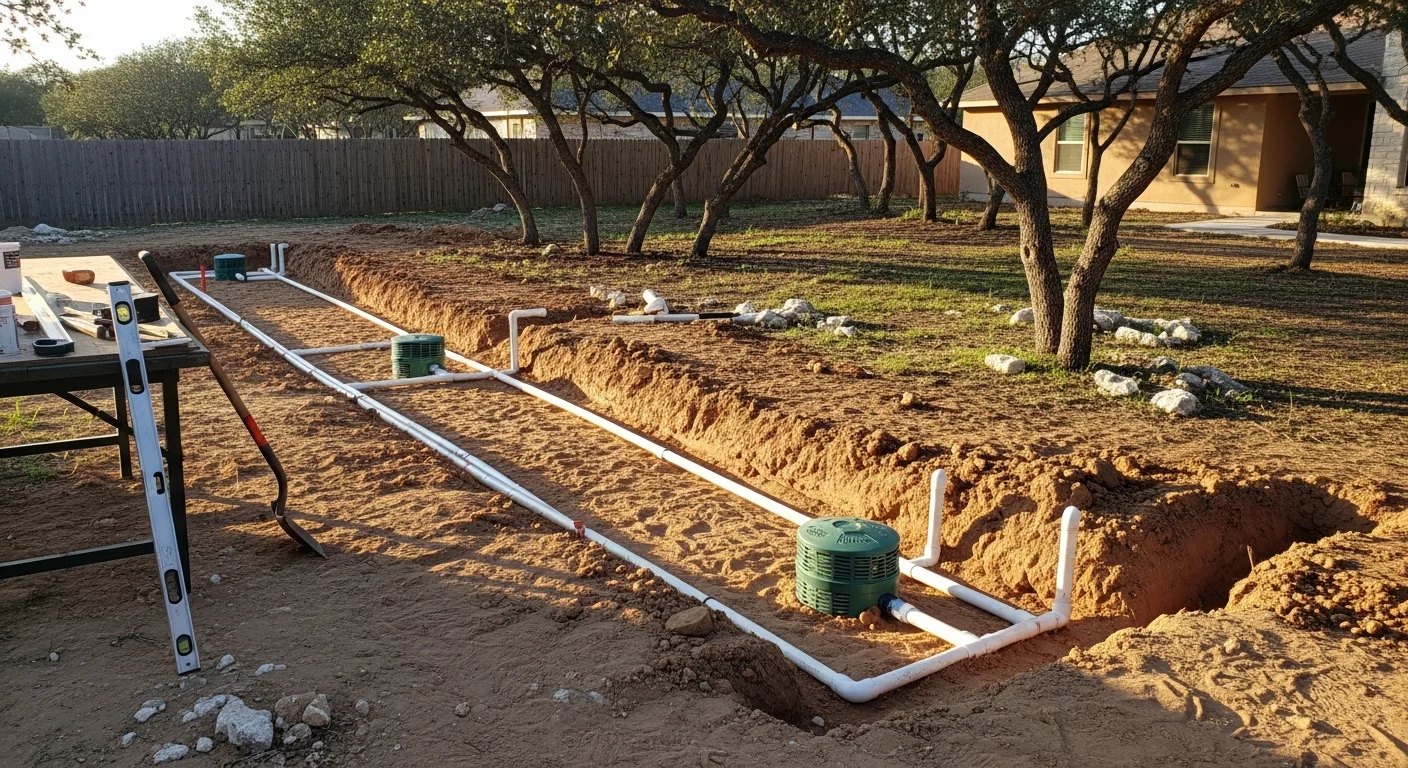 Septic system installation on a residential property