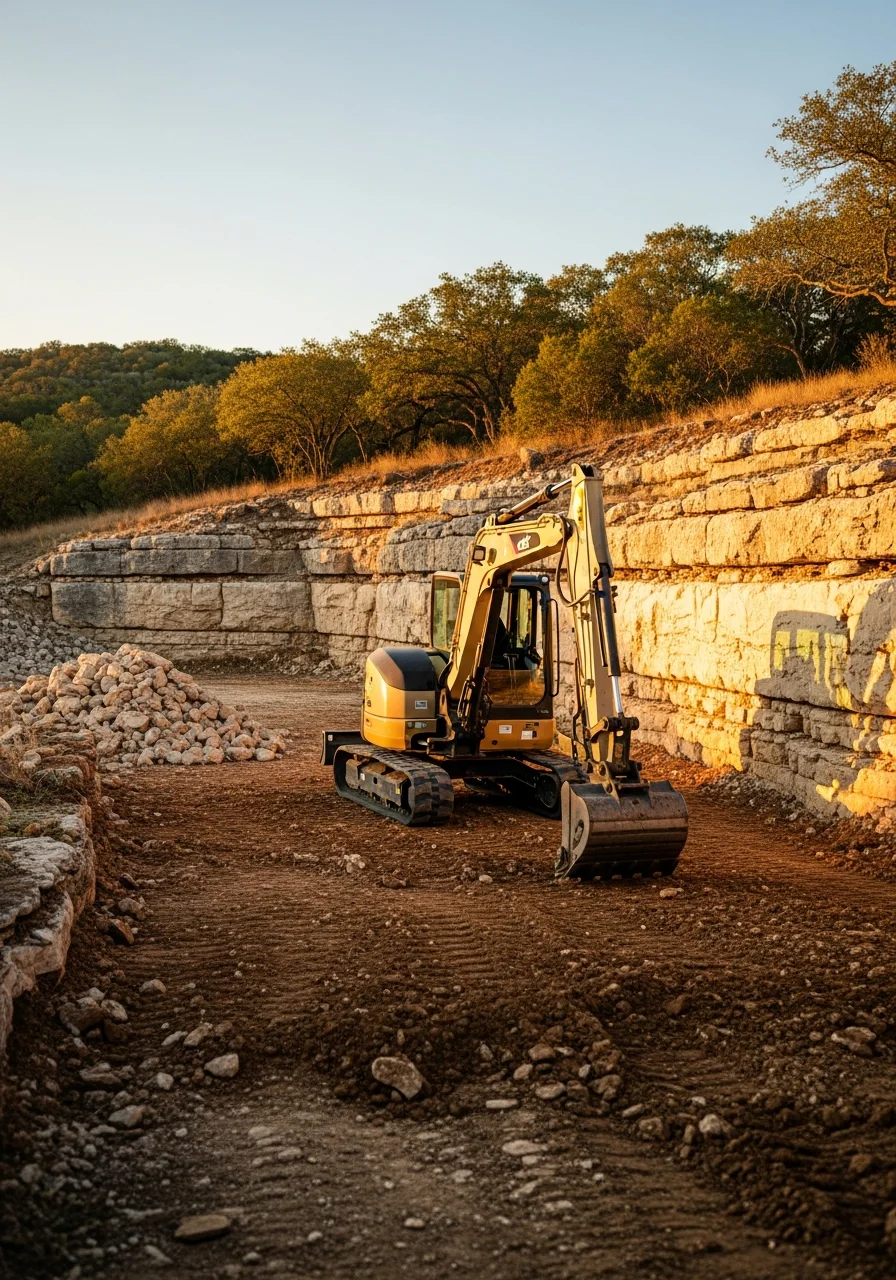 Excavation equipment performing site preparation work in Boerne Texas