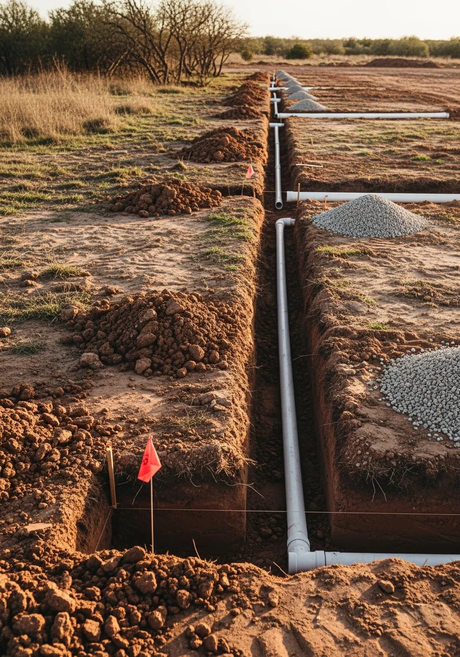 Septic system installation and drainage work in the Lackland area