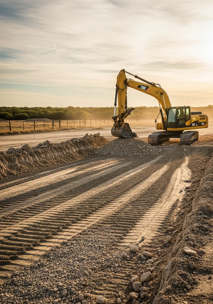 Excavation equipment performing site preparation work in South Texas