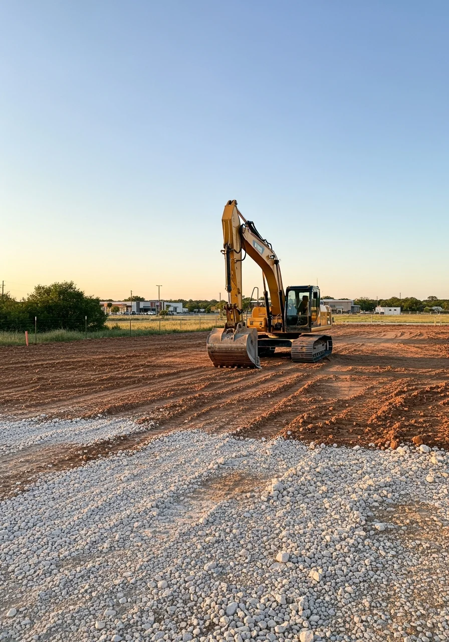 Heavy excavation equipment performing site preparation work on a Universal City commercial development lot